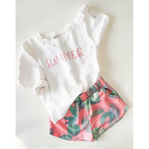 Amal-Palm shorts | Coral