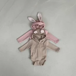 Bear hoodie Baby Bodysuit | Beige
