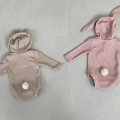 Bear hoodie Baby Bodysuit | Beige