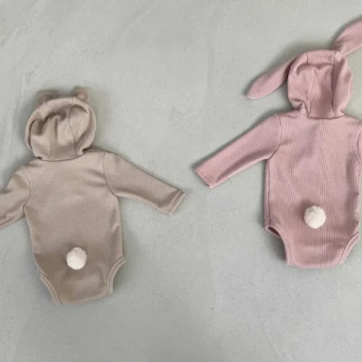 Bear hoodie Baby Bodysuit | Beige