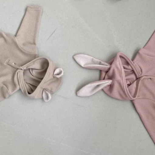 Bear hoodie Baby Bodysuit | Beige
