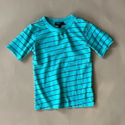 Cameron Pinstripe Tee | Aqua