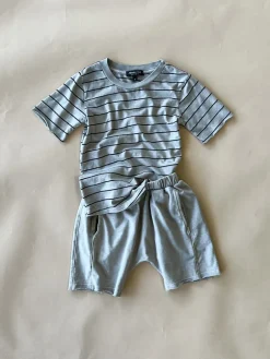 Cameron Pinstripe Tee | Cobblestone