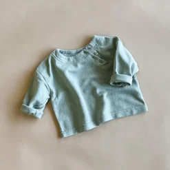 Charlie Baby Button Tee | Slate Blue