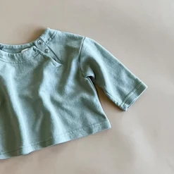 Charlie Baby Button Tee | Slate Blue