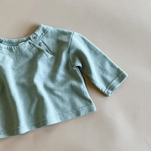 Charlie Baby Button Tee | Slate Blue