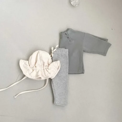 Charlie Baby Button Tee | Slate Blue