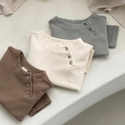 Charlie Baby Button Tee | Slate Blue