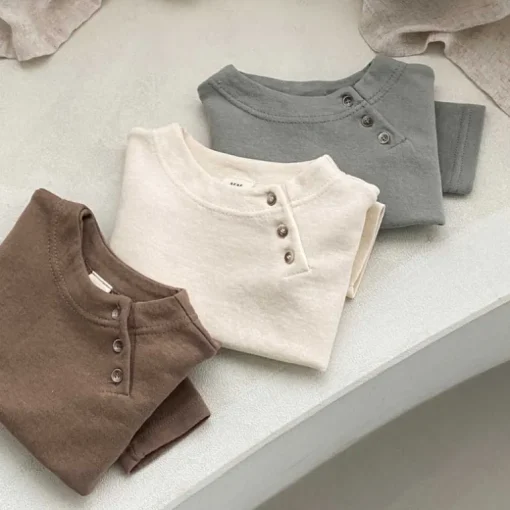 Charlie Baby Button Tee | Slate Blue