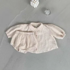Gemma Gauze Baby Dress & Bloomer Set | Creme