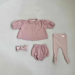 Gemma Gauze Baby Dress & Bloomer Set | Dusty Blush