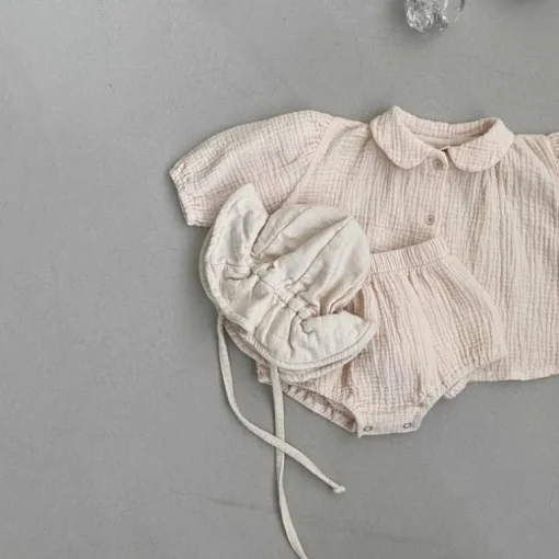Gemma Gauze Baby Dress & Bloomer Set | Creme
