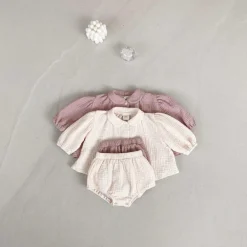 Gemma Gauze Baby Dress & Bloomer Set | Creme