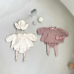 Gemma Gauze Baby Dress & Bloomer Set | Creme