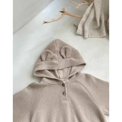 Harley Bear hoodie baby Romper | Mocha