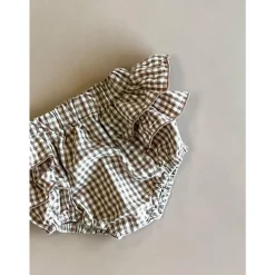 Haven Checker ruffle bloomer | Mocha