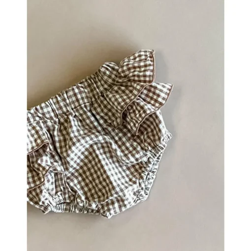 Haven Checker ruffle bloomer | Mocha