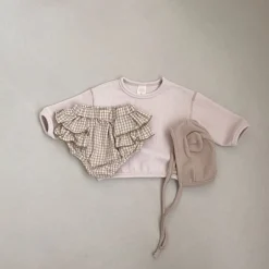 Haven Checker ruffle bloomer | Mocha