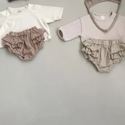 Haven Checker ruffle bloomer | Mocha