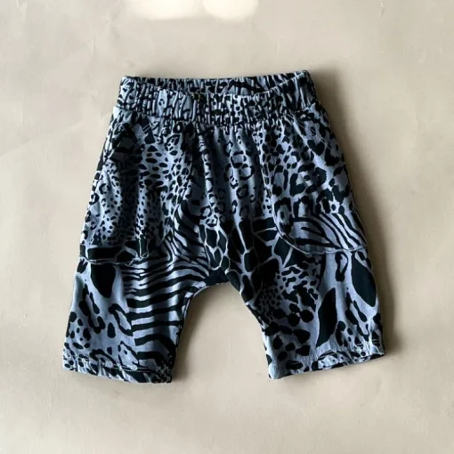 Izzy-Safari Print Shorts | Steel