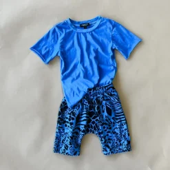 Izzy-Safari Print Shorts | Sea Blue
