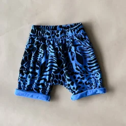 Izzy-Safari Print Shorts | Sea Blue