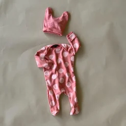 Joahbody Dot No Snap bodysuit & hat set | Coral