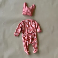 Joahbody Dot No Snap bodysuit & hat set | Coral