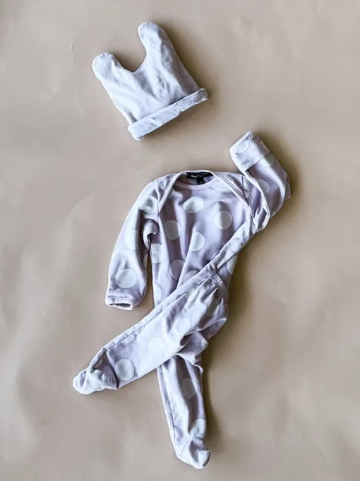 Joahbody-Dot No Snap bodysuit | Dusty Lavender (No hat)