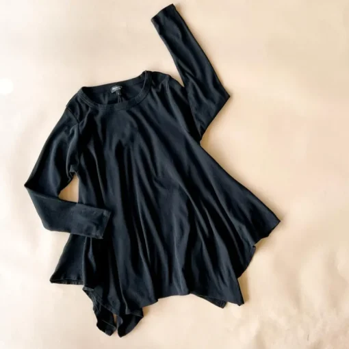 Kay Adult Tunic Top | Black Cotton Rib