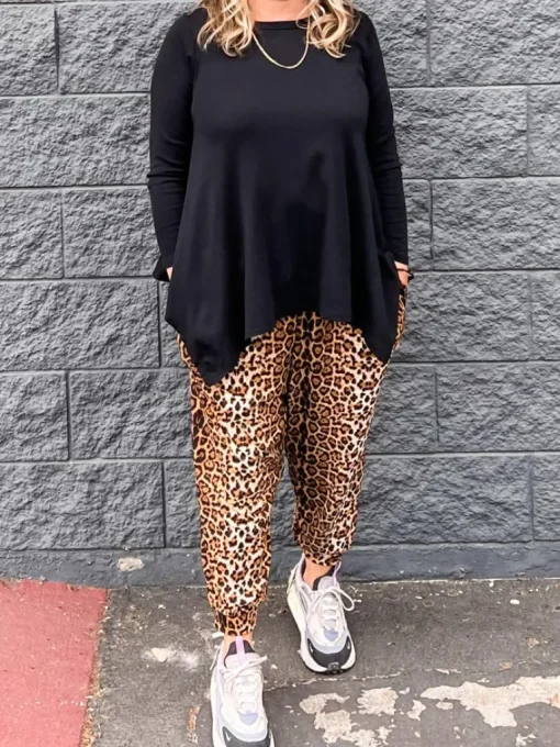 Kay Adult Tunic Top | Black Cotton Rib