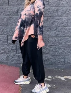 Kay Adult Tunic Top | Mauve Tie Dye