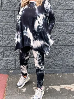 Kay Adult Tunic Top | Shadow Black Tie dye
