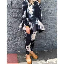 Kay Adult Tunic Top | Shadow Black Tie dye
