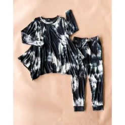 Kay Adult Tunic Top | Shadow Black Tie dye