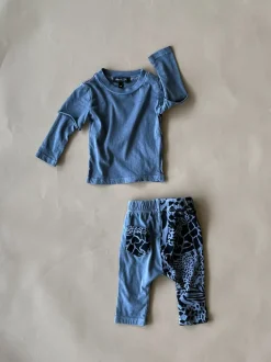 Lennon-Animal 2fer Baby Set | Steel Grey