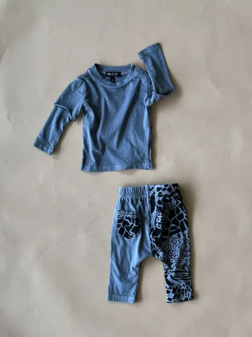 Lennon-Animal 2fer Baby Set | Steel Grey