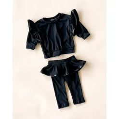 Lily Baby Set | Black & faux leather