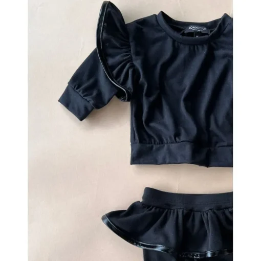 Lily Baby Set | Black & faux leather