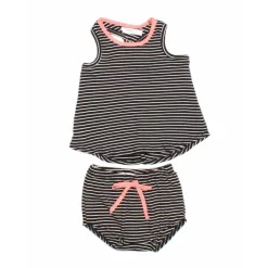Meli-Stripe Baby Set | Black & White