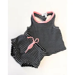 Meli-Stripe Baby Set | Black & White