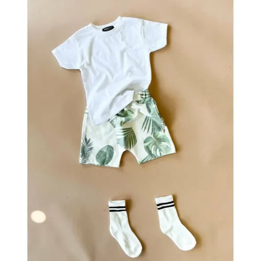 Memphis-Palm Shorts | Creme