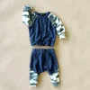 Oren Baby Set | Navy w/ Sand Camo Faux Cashmere