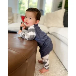 Oren Baby Set | Navy w/ Sand Camo Faux Cashmere