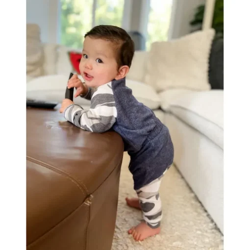 Oren Baby Set | Navy w/ Sand Camo Faux Cashmere