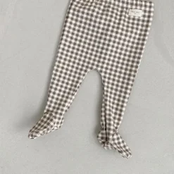 Presley Checker Baby Footie | Mocha