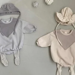 Presley Checker Baby Footie | Grey