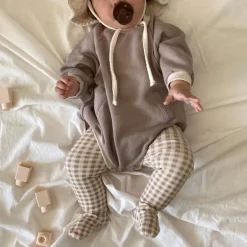 Presley Checker Baby Footie | Beige