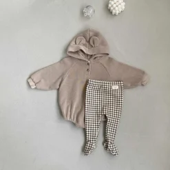 Presley Checker Baby Footie | Mocha