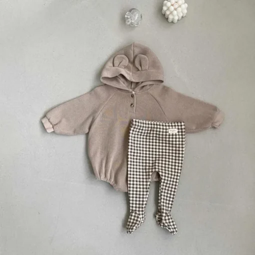 Presley Checker Baby Footie | Mocha